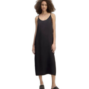 Everlane The Ultimate Slip Dress Midi Side Slit  Pullover Black Size 12